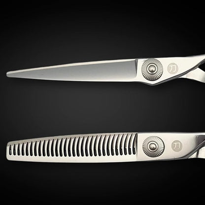 Saki Shears Tsuru Hair Cutting Scissors - Polished Japanese Steel- 6" Hair Shears for Barbers and Hair Stylists - Thumb Screw for Easy Tension Adjustment (Set of Hair Shears)