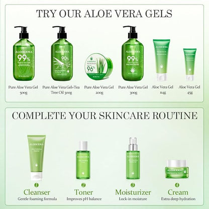Aloderma Age-Defying Aloe Flower Essence Gel with 24K Gold Leaf, Made within 12 Hours of Harvest - Luxurious Aloe Gel with Allantoin & Hyaluronic Acid for a Shimmering, Youthful Complexion, 7oz 3-Pack