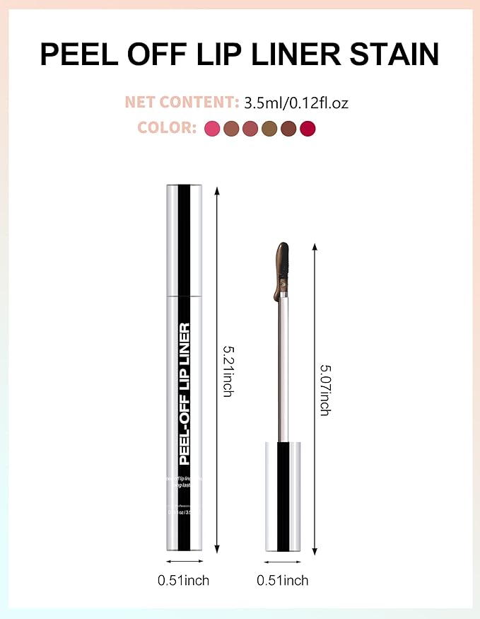 Erinde Peel Off Lip Liner Stain, Long Lasting Tattoo Lip Liner with Tweezer, Matte Finish Peel Off Lip Stain, Waterproof Transfer Proof Lip Stain Peel Off, Non-Stick Cup Nude Lipstain Lipliner, 03