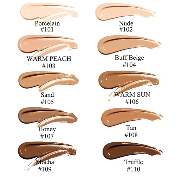 PHOERA Foundation, Flawless Soft Matte Liquid Foundation 24 HR Oil Control Concealer Foundation Makeup. (1 Pcs-105- Sand)