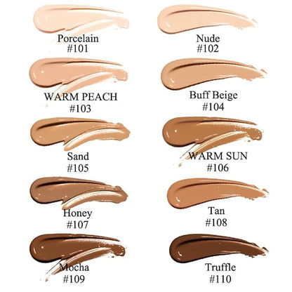 PHOERA Foundation, Flawless Soft Matte Liquid Foundation 24 HR Oil Control Concealer Foundation Makeup. (1 Pcs-105- Sand)