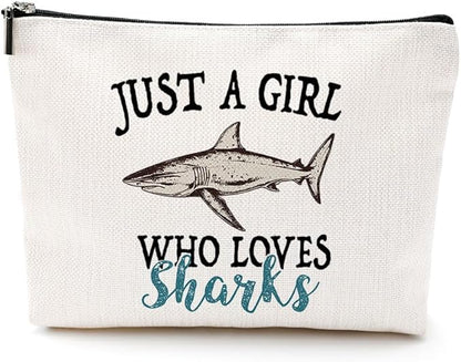 VICBOU Cute Shark Makeup Bag Shark Gifts for Women Girls Sharks Decor Stuff Merch for Animal Lover Funny Friendship Birthday Gifts for Teens Best Friend Daughter BFF Sister Bestie Cosmetic Bag Case