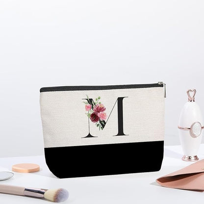 Initial Makeup Bag, Personalized Gifts for Women, Personalized Makeup Bag, Bridesmaid Gifts, Cosmetic bags for Women (Letter M)