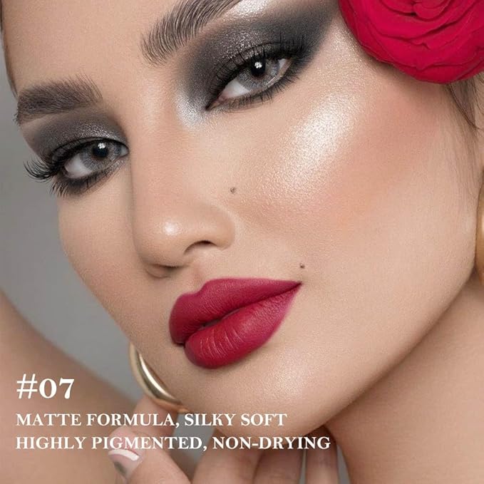 Vivid Auburn Gradient Matte Lipstick Crayon Lip Liner pencil for Women, Flawless Contour Gradual Ombre Effect lip Pencil, Long Lasting Waterproof Smudge Proof Lipstick Pencil 07#