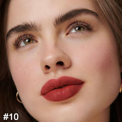 2-in-1 Light Brown Matte Lip Liner and Lipstick Set – Long Lasting 24H Waterproof Brown Lip Stain, Smudge Proof Lip Pencil Kit, Lip Makeup for Women and Girls, 10 Combo lapiz de labios