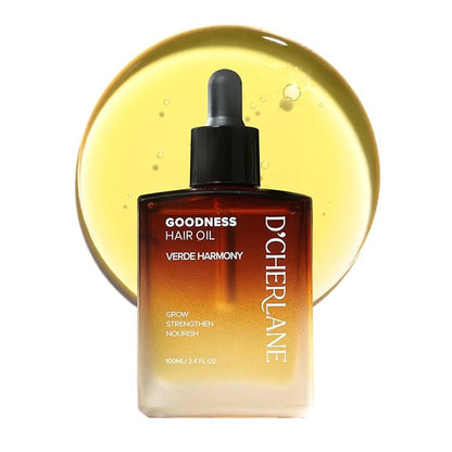 D'Cherlane Hair Growth Oil – Scalp Treatment with Rosemary, Argan, Coconut & Castor Oil Organic | Lightweight, Non-Greasy Formula for Fuller, Thicker, Stronger Strands | For All Hair Types