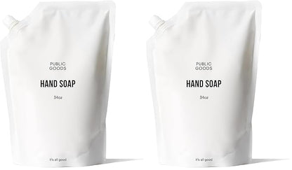 Public Goods Hand Soap | Cleansing Soap for Kitchen & Bathroom | Made with Natural Essential Oils | Paraben & Sulfate Free | Vegan Friendly | 34 Fl Oz Refill (Pack of 2)