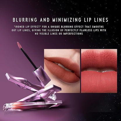 NEBULA VELVET LIP CREAM-Long Lasting Lip Stain, Waterproof and Transferproof Lip Tint, Matte Finish, Smooth Out Lip Lines, Lightweight & High Coverage, Stocking Stuffers (02 AURORA)
