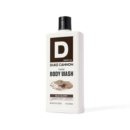 Duke Cannon Supply Co. Thick High Viscosity Body Wash – 3X Thicker, Plant-Based, Mineral-Enriched for Men – Men’s Body Scrub – Old Glory Scent