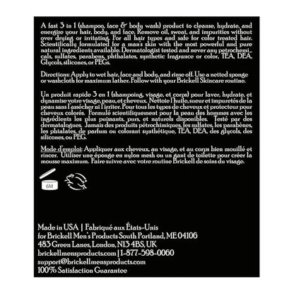 Brickell Men's Rapid Wash, Natural and Organic 3 in 1 Body Wash Gel for Men, 16 Ounce, Fresh Mint Scent