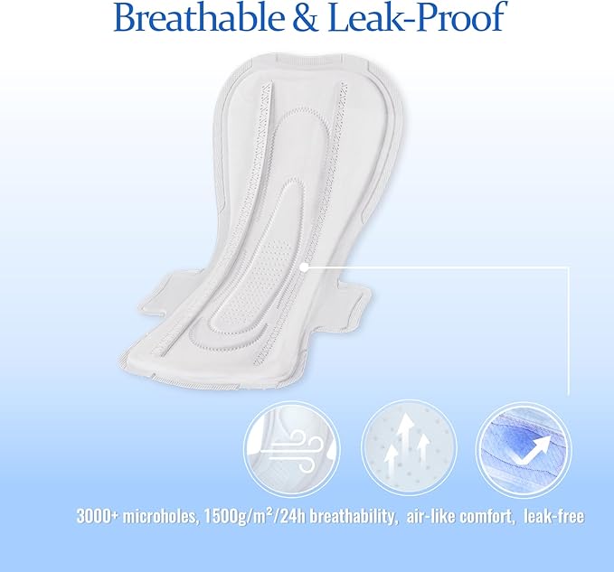 MODAL Heavy Flow Pads for Women Overnight, Unscented Sanitary Pads for Period with Wings, 14.1 Inch(360 mm), Overnight, 5 Count