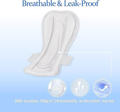 MODAL Heavy Flow Pads for Women Overnight, Unscented Sanitary Pads for Period with Wings, 14.1 Inch(360 mm), Overnight, 5 Count