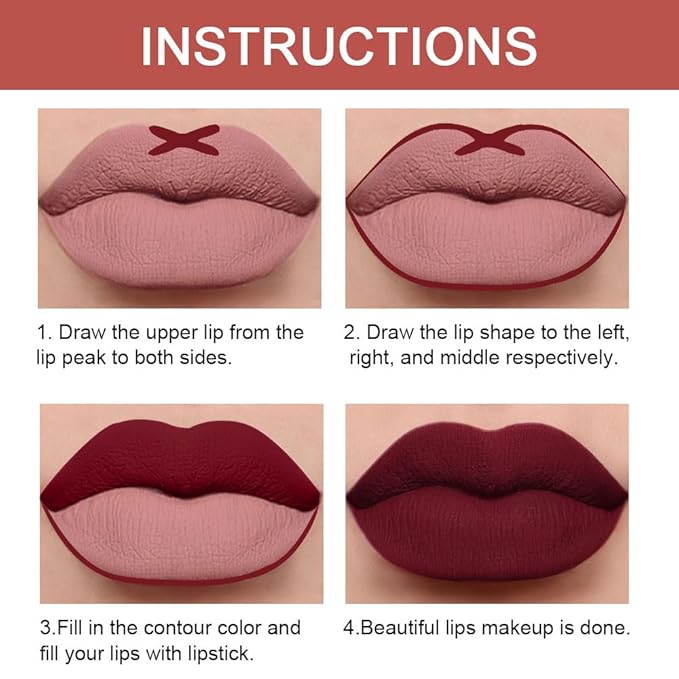 Kaely 2-in-1 Dark Wine Red Lip Liner & Lipstick Set Kit for Women, Matte Lips Kit with Lip Liner Lip Stains Long Lasting Waterproof 24 Hour Lipstick and Lip Liners Combo Lipliners Pencil Set 09