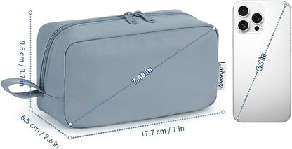 Narwey Small Makeup Bag for Purse Travel Makeup Pouch Mini Cosmetic Bag Zipper Pouch for Women (Greyish Blue, Small)