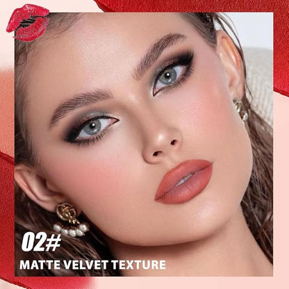 Matte Lip Lipstick Crayon Lip Liner Thick Pencil, High-Pigment Outline lips, Non-sticky Matte Velvet Texture, Waterproof & Smudge-Proof Longwear Pigmented, Fit for all tones 02#