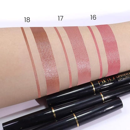 2-in-1 Light Pink Lip Liner & Lipstick Set Kit for Women, Matte Lips Kit with Lip Liner Lip Stains Long Lasting Waterproof 24 Hour Lipstick and Lip Liners Combo Lipliners Pencil Set 16