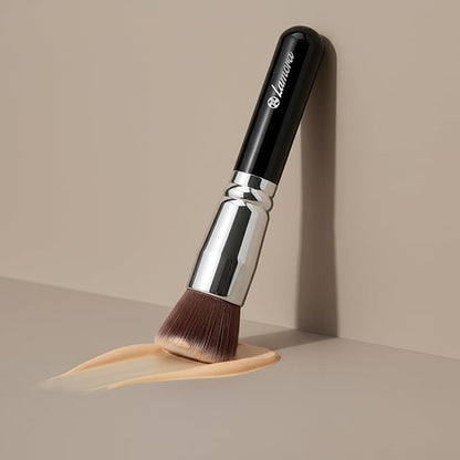 Lamora Makeup Brush Foundation Kabuki - Flat Top Face Brush for Liquid, Cream, and Powder Cosmetics - Full Coverage Blending, Buffing, Stippling, Contouring