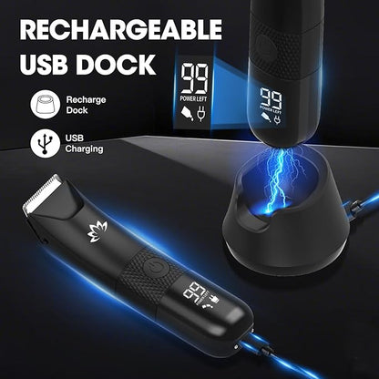 RESUXI Manscape Ball Trimmer for Men,Body& Pubic Hair Trimmer and Groin Hair Shaver, Bikini Trimmer Women,Smooth Shaving, Lightweight with Travel Lock, IPX7 Waterproof Wet/Dry Shaving, LED Display