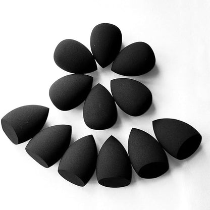 12 Pcs Black Makeup Sponges for Foundation Bulk Latex-Free Reusable big Beauty Sponge Blender Cosmetic Applicator For Powder Cream and Liquid Makeup Tools Set