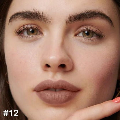 2-in-1 Dark Nude Brown Matte Lip Liner & Lipstick Kit, Long Lasting Waterproof 24 Hour Lipliners Pencil and Lipstick Combo for Women Daily Lasting Lipsliner Lipstain Makeup(#12)