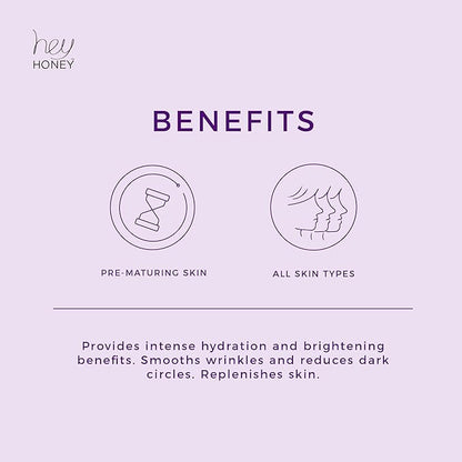 Hey Honey Look Into My Eyes Retinol, Peptide & Propolis Eye Mask for Wrinkle Reduction, Fine Line Smoothing Hydration Overnight Firming Under-Eye Treatment for Brighter, Youthful-Looking Eyes | 1 Oz