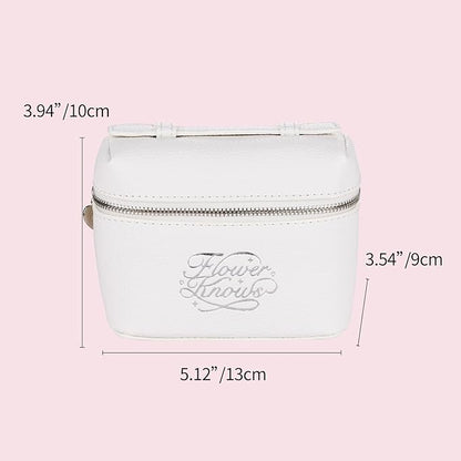 Flower Knows Enchanted Lip Kit,Strawberry Cupid Cake Lip Cream V03+V04 Set with Lip Brush & Leather Bag,4-Piece Makeup Gift Set