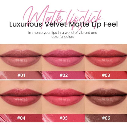 Indian Red Matte Lipstick Crayon - High Pigment Creamy Formula, Waterproof Long Lasting, Smooth Glide Application, Non-Sticklipstick, Ultra Thin Lightweight,Velvet Matte Lip Feel for Women 01#