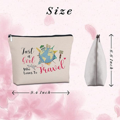 Travel Lover Gifts Zipper Makeup Bag - Travel Cosmetic Bag for Women, Best Friends, Sister - Unique Birthday Gifts