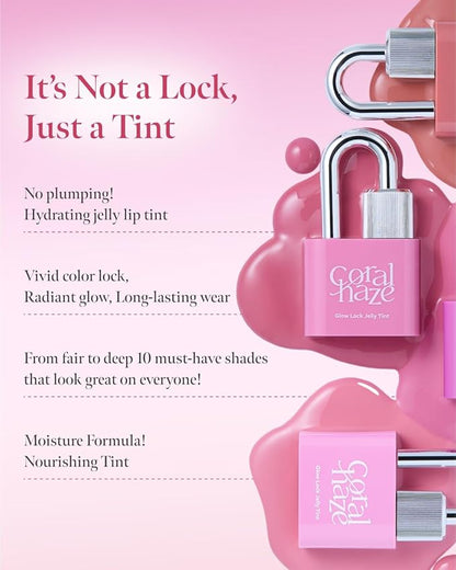 CORLAHAZE Glow Lock Jelly Tint 102 Candy 4g, Hydrating Jelly Glow Lip Stain, Glass-Like Shine Lip Gloss, Long-Lasting Color, Moisturizing Lip Enhancer, Collectible Lock-Shaped Design, Korean Makeup