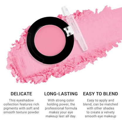 Monochrome Pressed Eyeshadow, Matte Pink Waterproof Neutral Powde Mini Eyeshadow, sombras para ojos, Talc, Paraben & Cruelty Free (C09#Matte Pink)