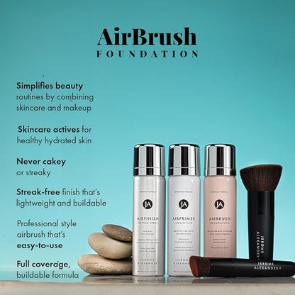 Magic Minerals AirBrush Foundation System by Jerome Alexander - Complete 5pc Spray Makeup Set with Foundation, Primer, and Setting/Finishing Spray - for Smooth, Radiant Skin (Bright Light)