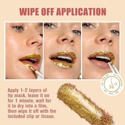 Light Brown Liquid Matte Lip Liner Stain Peel Off with Tweezer, Long Lasting, Waterproof New Gold Matte Lipstick Lip Gloss Tattoo for Women, Smudge-proof Non-Stick Cup Lip Tint Makeup 01#
