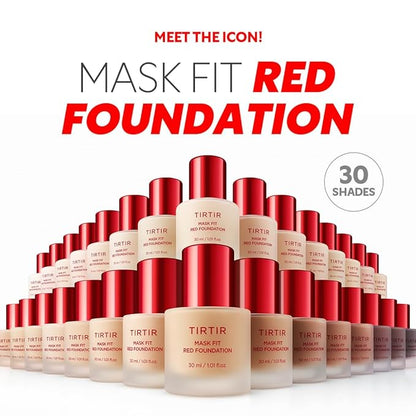 TIRTIR Mask Fit Red FoundationㅣLong Lasting Flawless Coverage, Energy Essence, Lightweight, Hydrating, Pore-Blurring, Breathable Satin Finish, Makeup, Radiant Skin, #25C Cool Taupe, 1.01 Fl Oz