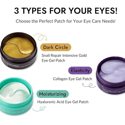 MIZON Under Eye Patches for Puffy Eyes & Dark Circles, 24K Gold & Snail Mucin, 60 Pcs – Anti-Wrinkle Collagen & Peptide Formula – Moisturizing Korean Eye Mask for Elasticity