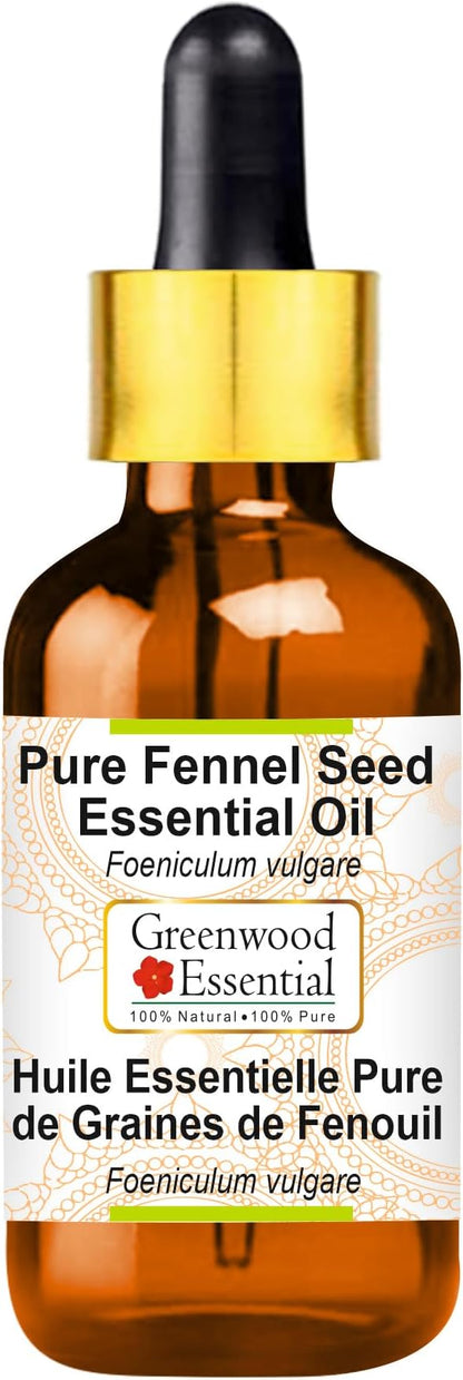 Greenwood Essential Fennel Seed Essential Oil (Foeniculum vulgare) with Glass Dropper | Pure | Non-Sticky | Non-Greasy | Lightweight | Men & Women | All Skin Types | Steam Distilled 5ml (0.16 oz)