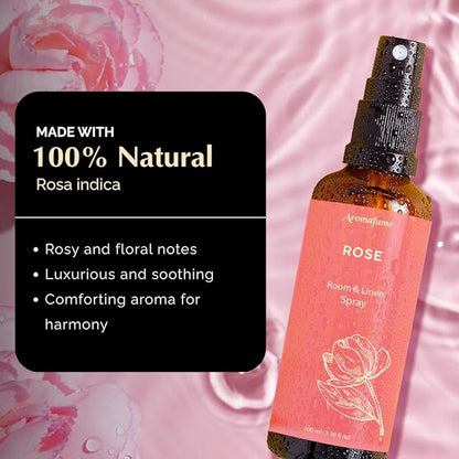 Rose Room, Linen & Pillow Spray by Aromafume | 100ml/3.38 fl oz | with Pure Rose Essential Oil | Aromatherapy Spray | Mist for Bedding, Fabrics