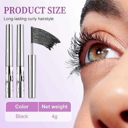 2 PCS Iron Wand Mascara Waterproof, Metal Wand Mascara Tubing, Long Lasting 3D Curling Eyelash, Eyes Makeup Smudge-Proof Separated Lashes Natural Length (Black)