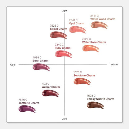 ENTROPY Makeup 2-in-1 Charm Shiny Glowy Lip & Cheek Gloss Tint Keychain, High Pigment Glossy Lip Color & Plumping Gloss, C10 Taaffeite Charm