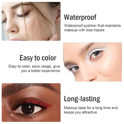 evpct 3Pcs Black & Red & White Gel Glitter Matte Metallic Eyeliner Pencils Set for Women Waterproof Smudge Proof lapiz de ojos delineador de ojos contra el agua Eye Liner Makeup 01 14 22