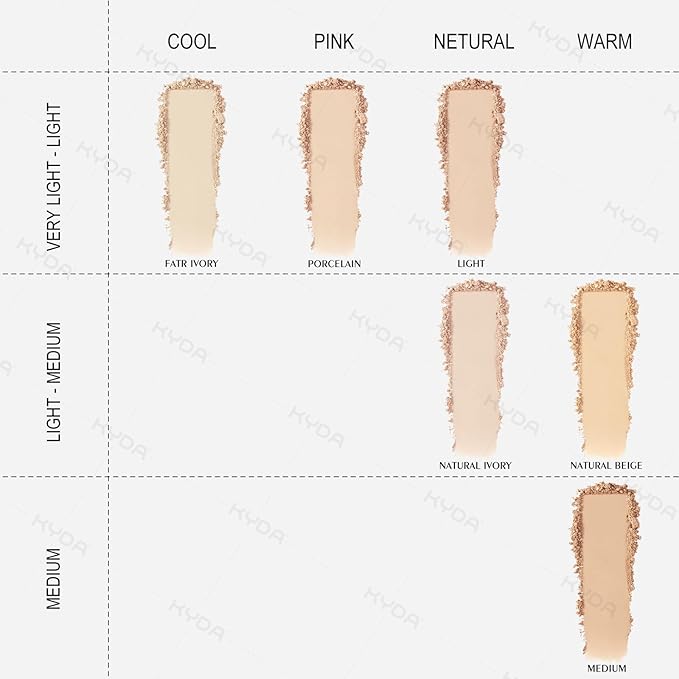 KYDA Mineral Powder, SPF 35, 4-in-1 Mineral Pressed Powder Foundation with Concealer and Setting, Matte Weightless Pressed Foundation, Light to Medium Coverage, NATURAL IVORY