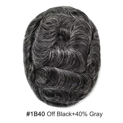 FACE MIRACLE Toupee for Men Lace Center Mens Toupee Hairpiece for Man Human Hair Replacement System Lace Center with Poly around Hair Units Mens Wig Hair Prosthesis 6"X8" #1B40