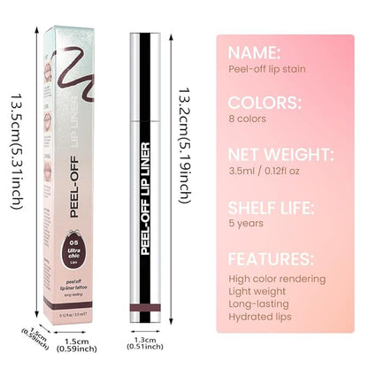 Matte Liquid Lip Stain Peel Off Lip liner Tattoo, Dark Brown Matte Peel Off Lip Stain, Long Lasting Waterproof Lipstick Lip Gloss Stain, Transfer-proof for All Skin Types, 0.12 fl oz 05#