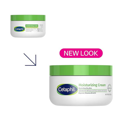 Cetaphil Face & Body Moisturizer, Hydrating Moisturizing Cream for Dry to Very Dry, Sensitive Skin, NEW 8.8 oz, Fragrance Free, Non-Comedogenic, Non-Greasy (Packaging May Vary)