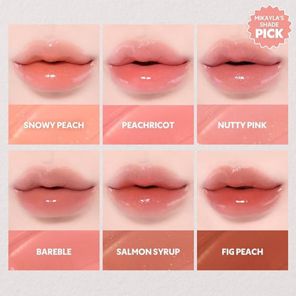 TIRTIR [*Mini Size Waterism Tinted Lip Gloss #09 Salmon Syrup, 0.06 Fl Oz – Kiss Ready Lipgloss, 12H Long Lasting Non Sticky Natural Tinted Glow Korean Multiuse Cheek and Lip Tint for Women gift