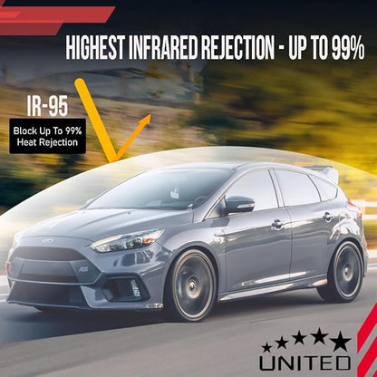 United Ceramic Pro Window Tint Car 40In x100Ft 2Ply Nano Ceramic IR-95 with 20% VLT - Outstanding Clarity & Views Window Tint for Car Home Blocks UV/IR Rays, Adhesive Film W/Lifetime Color Stability