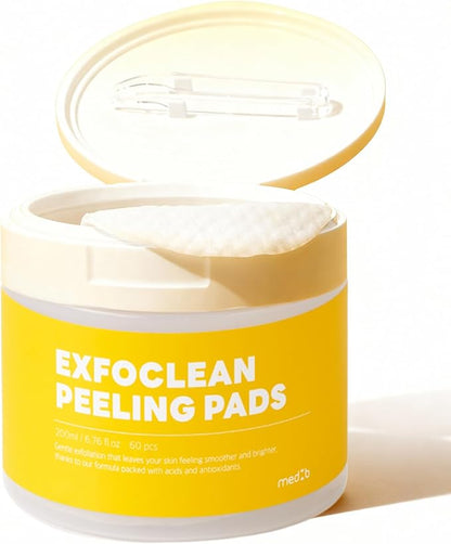 MEDB Exfoclean Peeling Pads Korean Skincare Exfoliating Face Pad with AHA & BHA Face Exfoliator Toner Pads with Salicylic Acid Brightening, Hydrating, Pore Care, for Radiant & Clear Skin, 60 Counts