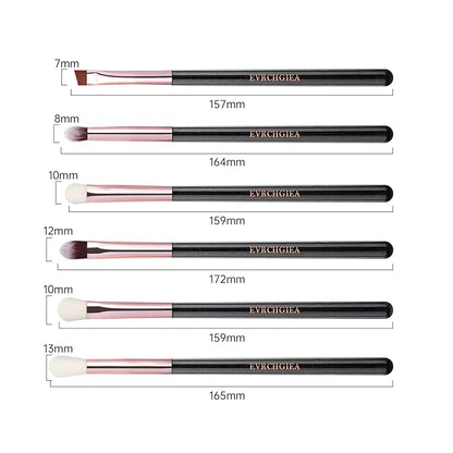 Eye Makeup Brush Set, 6 Pcs Professional Blending Eyeshadow Makeup Brushes for Concealer Eyebrows Eyeliner, Soft Hairs & Wood Handle (black and rose gold)…