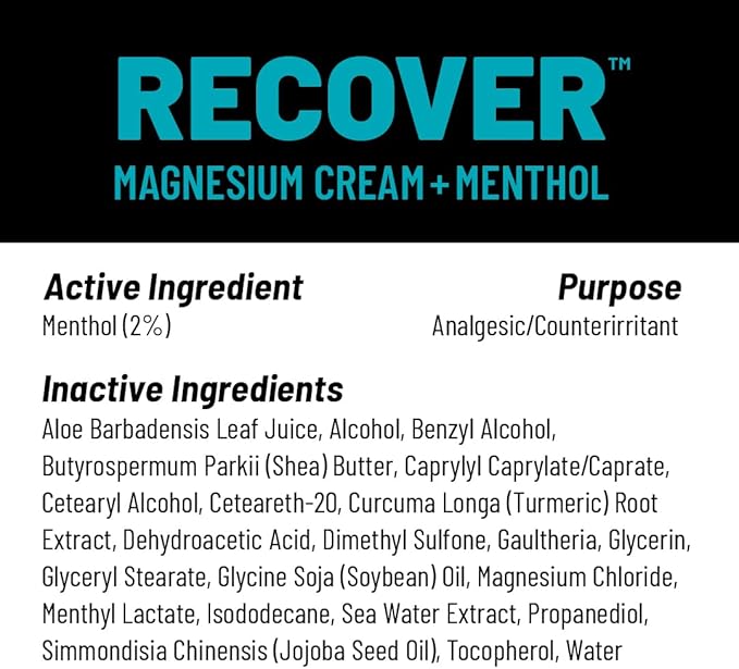 KT Health, Magnesium Cream, Recover - Cools and Relieves Muscles and Joint Pain - Use Post-Workout to Reduce Soreness