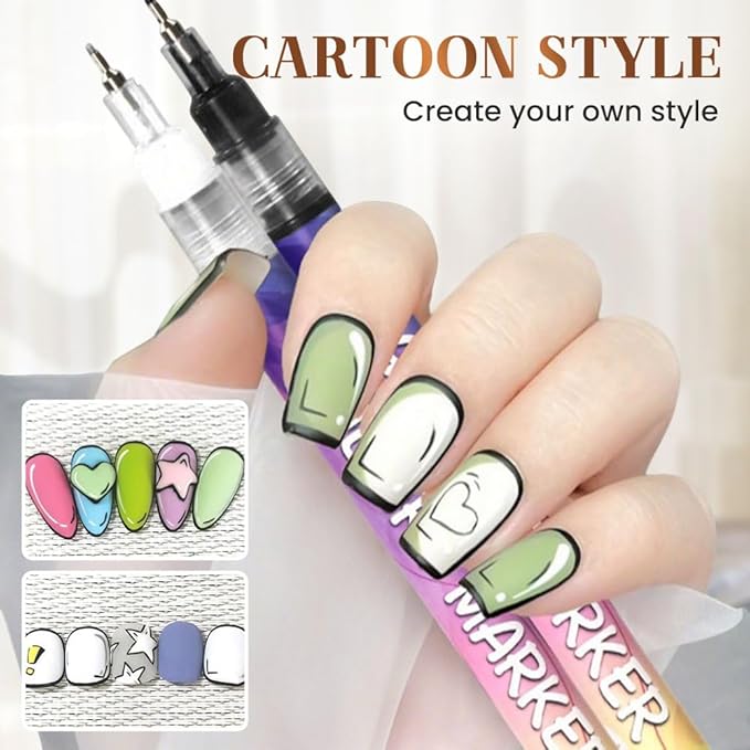12 Color 3D Nail Art Pens Set, Nail Art Pens for Painting Nails Art Markers for Gel Nails, Nail Art Tools for Graffiti Dotting Drawing Painting Point Liner DIY (3 Pcs)
