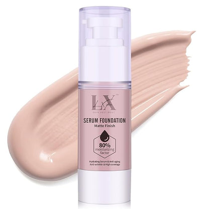 Moisturizing Foundation with 1% Hyaluronic acid, Deep Hydration & High Coverage Serum Foundation for A Smooth & Satin Finish, 101 Light